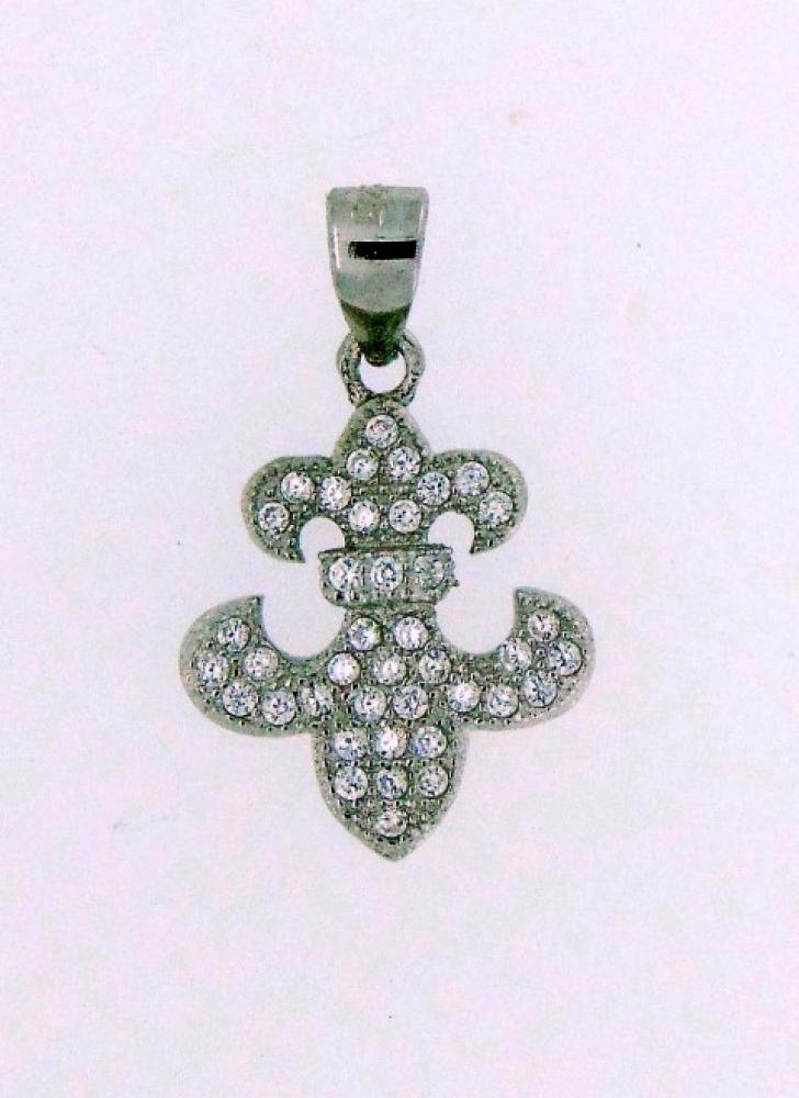 Ciondolo in argento 925%° giglio fiorentino con zirconi P-2130